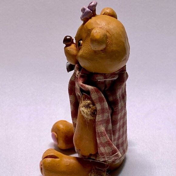 Russ Berrie & Co. 13900 Collectible Jointed Mini’s Wooden Bear Shelf Sitter VTG - Picture 4 of 10